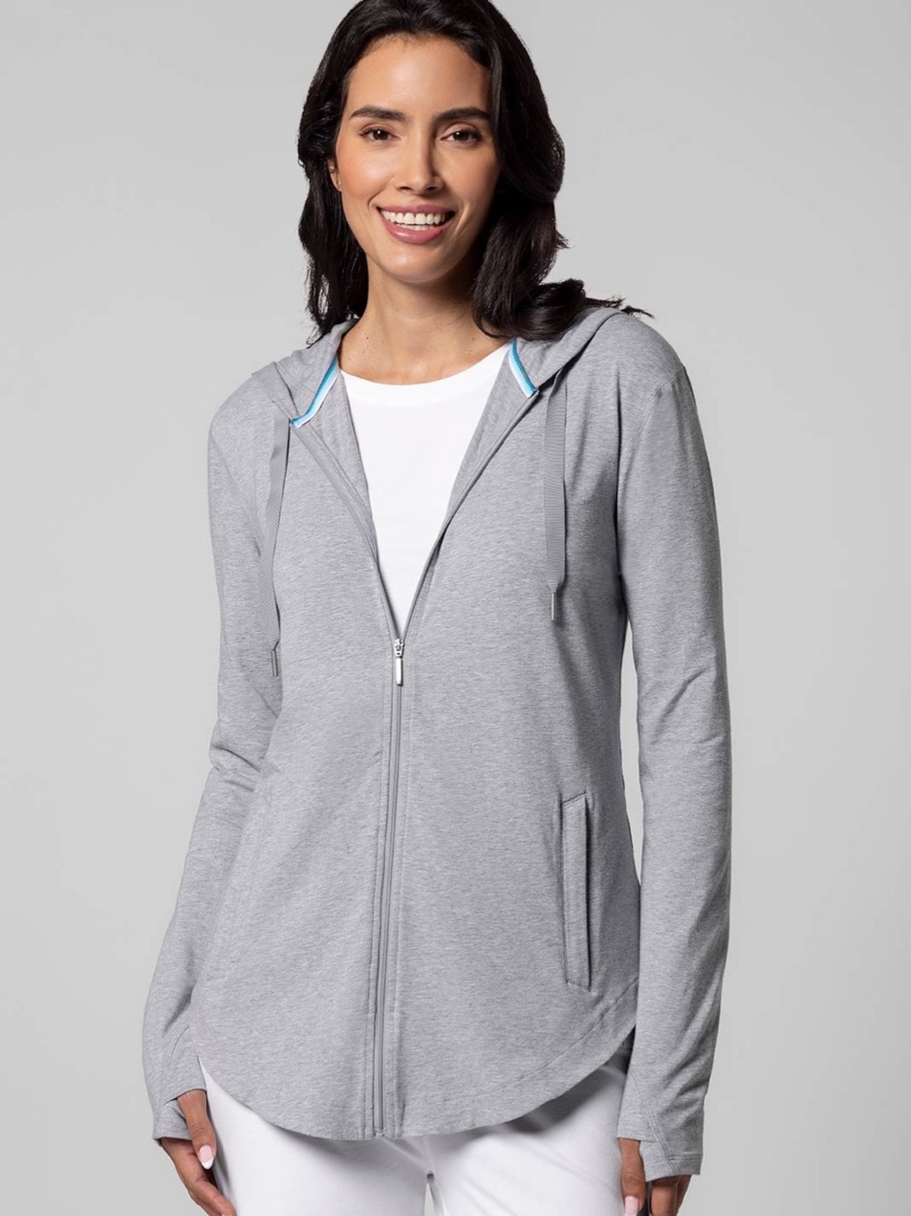 Coolibar LumaLeo Zip Up Hoodie XL Grey UPF 50+ Bamboo Athleisure Jacket